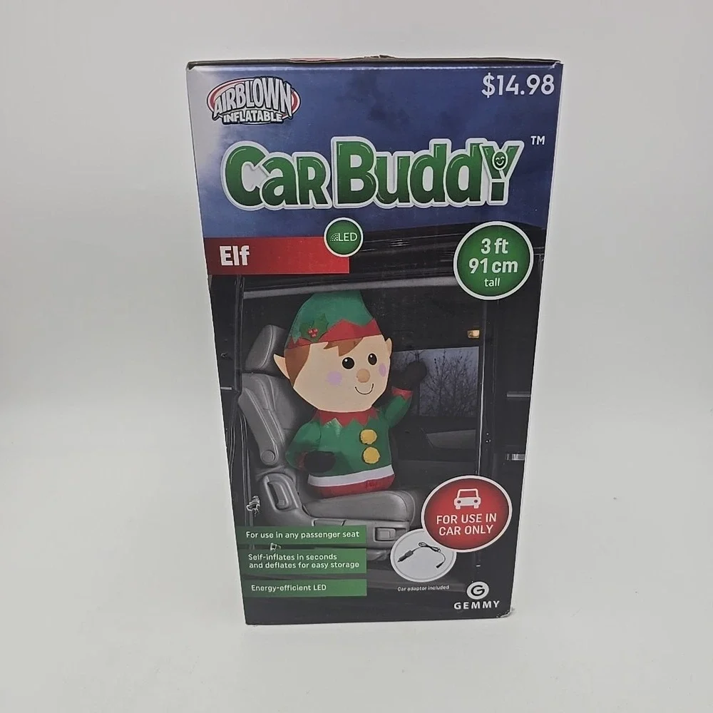 Christmas Inflatable Gemmy Airblown Elf Car Buddy 3ft Energy‎ Efficient LED NIB
